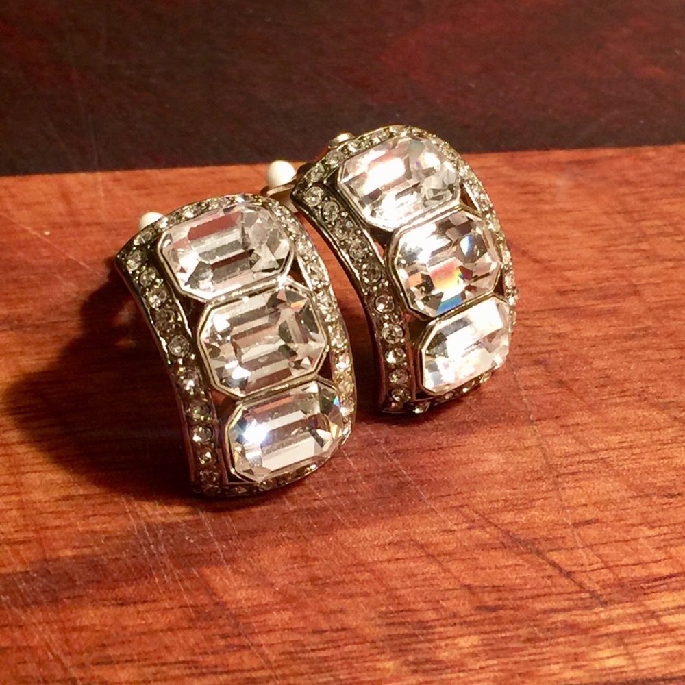 Carolee Silver and Crystal Earrings